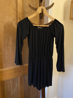 Missguided black all in one shorts jumpsuit Play Suit long sleeves sz