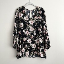 Show Me Your Mumu Donnie Black Rose Floral Trapeze Dress Size Small Keyhole Back
