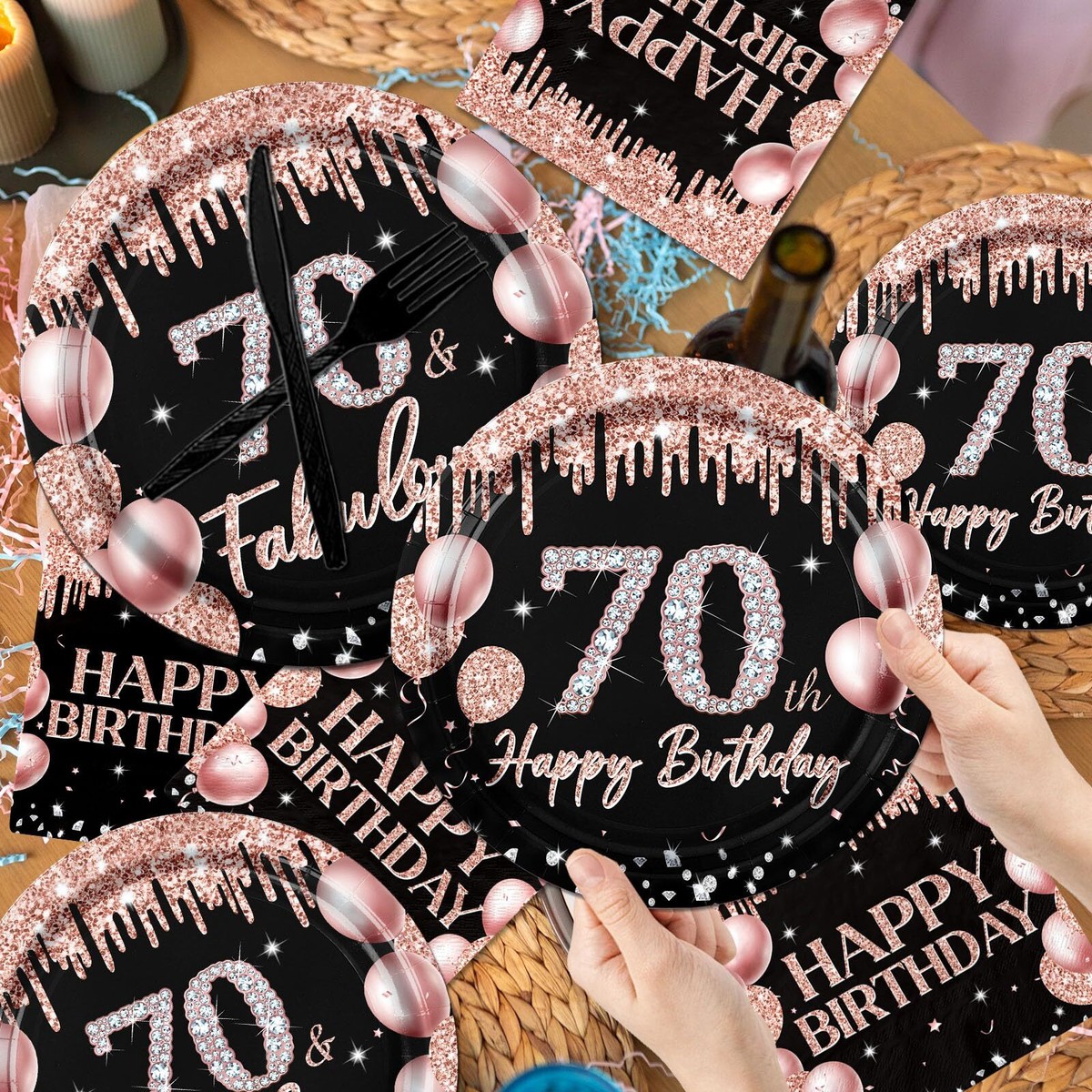 Calzini Happy Birthday Per Donna - Set Compleanno 18/30/40/50/60/70 Anni Con Portachiavi Rosa E Biglietto - 2