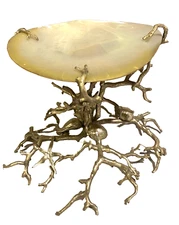 MAITLAND SMITH MOP OYSTER Shell Dish Silver Branch Coral Seashell Base-Caviar