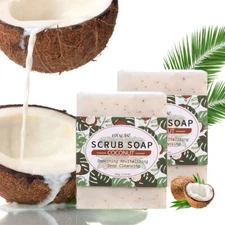 2pcs Coconut Exfoliating Scrub Soap Clean Smooth Skin Moisturizing Handmade Soap