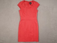 Adrianna Papell Womens Size 4 Red Scoop Neck Cap Sleeve Sheath Dress