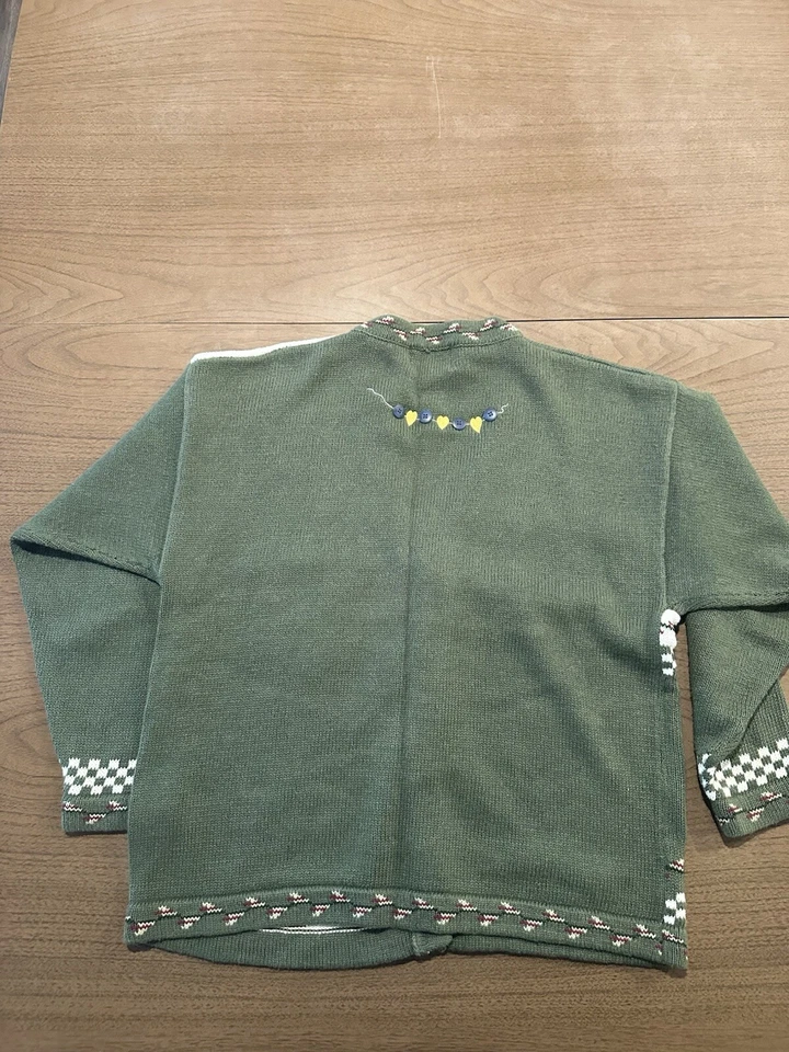 Винтажный 90-х украшенный вышитый бабушка Grandmacore свитер кардиган женщин M - Изображение 3 из 3