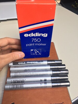 Paint Markers 750 edding Arts Crafts Painting 4mm Art Work Pens 5 PACK Silver