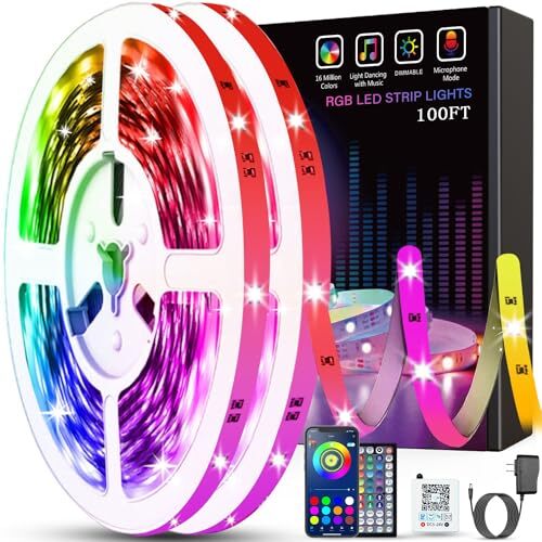 Led Lights for Bedroom 100ft (2 Rolls of 50ft) Music Sync Color Changing Stri...