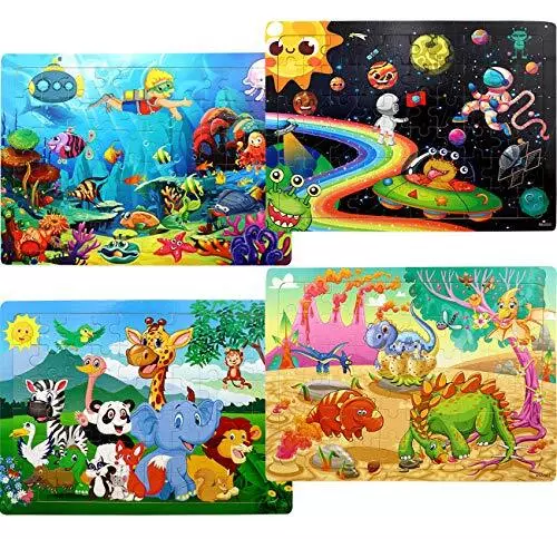  (6 Puzzles*60 Piece) Puzzles for Kids Ages 4-8, Wooden