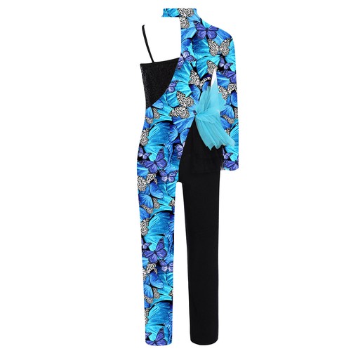 Kids Girls Jumpsuit Rhythmic Bodysuit Workout Rompers Dance Unitard Ballet Show - Picture 42 of 51