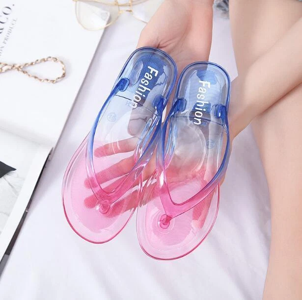 Womens Sexy Casual Clear Slippers Outdoor Beach Thong Sandals Chic