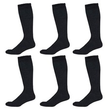 6 Pairs of Yacht  Smith Kids Black Solid Tube Socks Size 4-6 - Boys Crew Sock