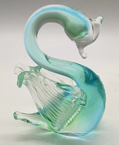 Murano V. Nason & C Glass Blown Multicolored 8" Swan Sculpture Made Venice Italy