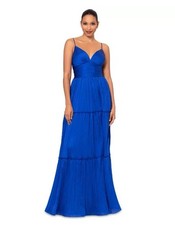 Betsy Adam Royal Blue Pleated Tiered Gown Dress Size 8 Formal Evening 289 NWT