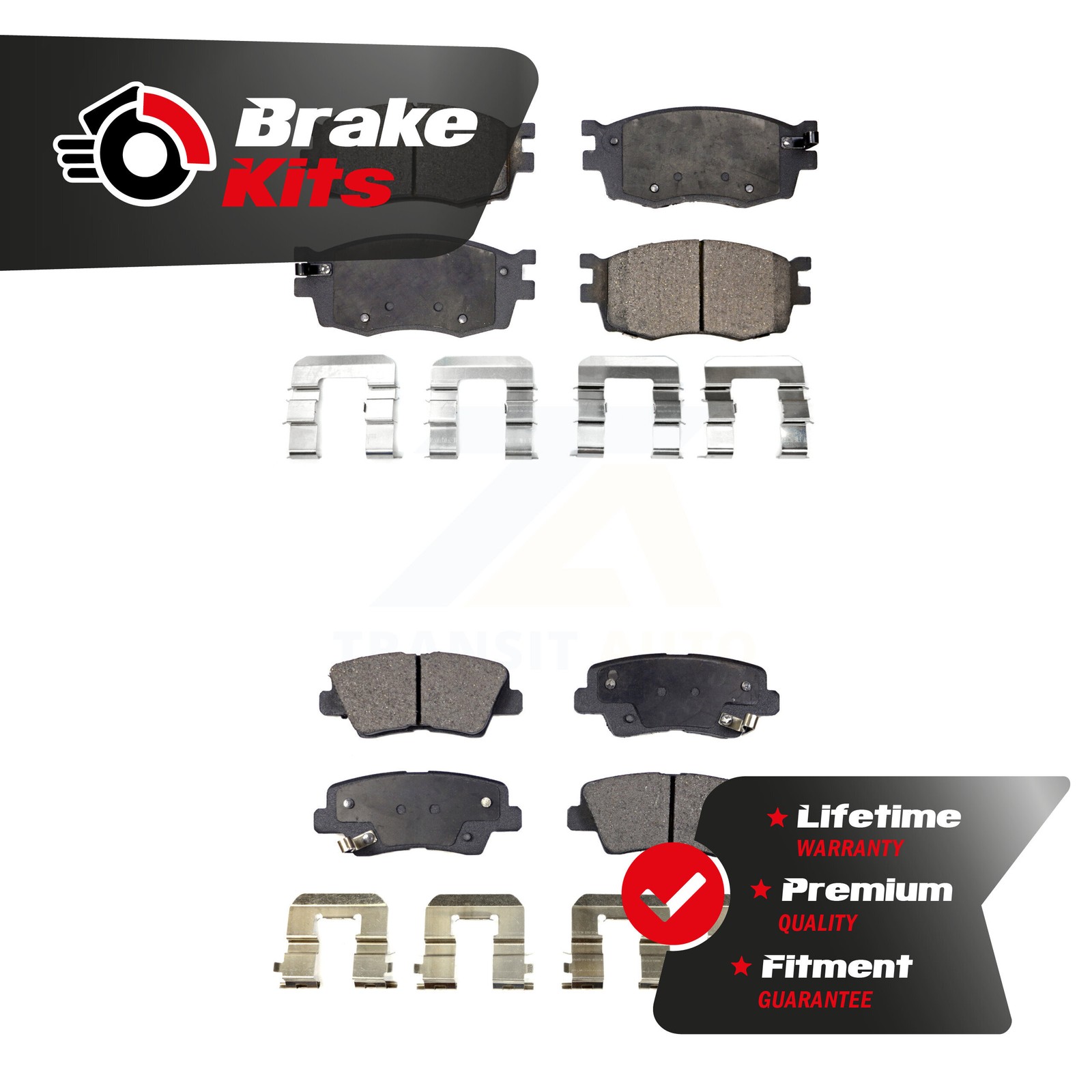 Front Rear Semi-Metallic Brake Pads Kit For 2011-2011 Hyundai Accent