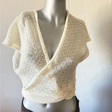 Vintage tie-front wrap versatile Grandma core Sweater Vest in Feminine Boho Knit