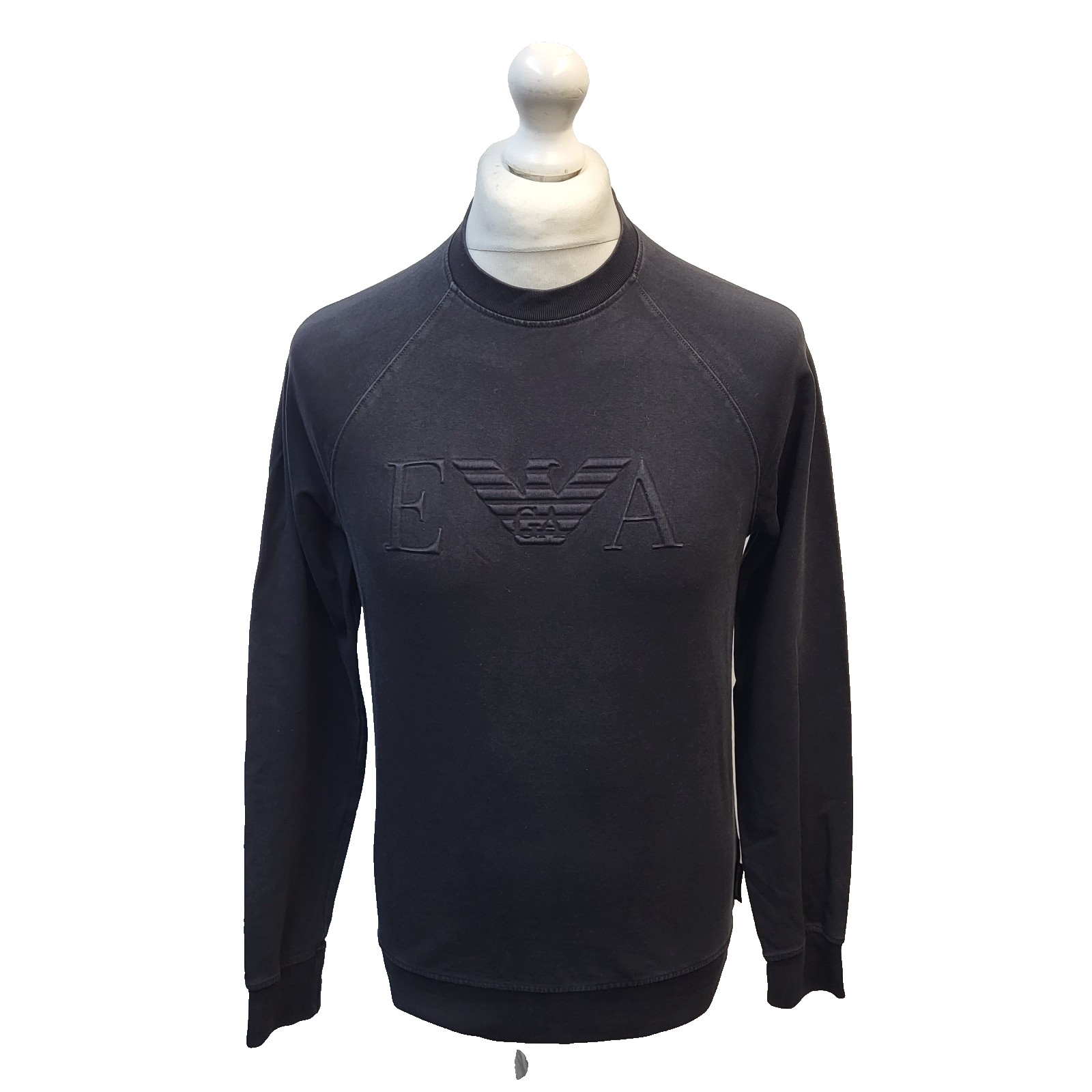 Sudadera Emporium Armani Negra Cuello Redondo Manga Larga Para Hombre Reino Unido Talla S GG684