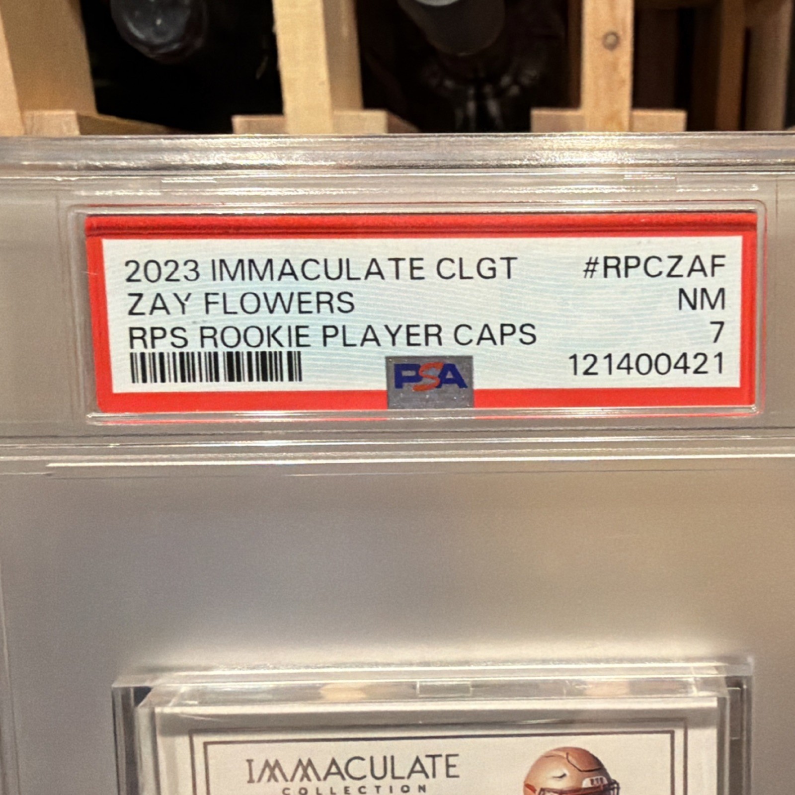 2023 Panini Immaculate Rookie Caps Patch Zay Flowers #RPC-ZAF 42/42 PSA 7 view 3