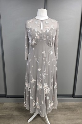 Monsoon women's Britta embellished midi dress in grey size 18 BNWT