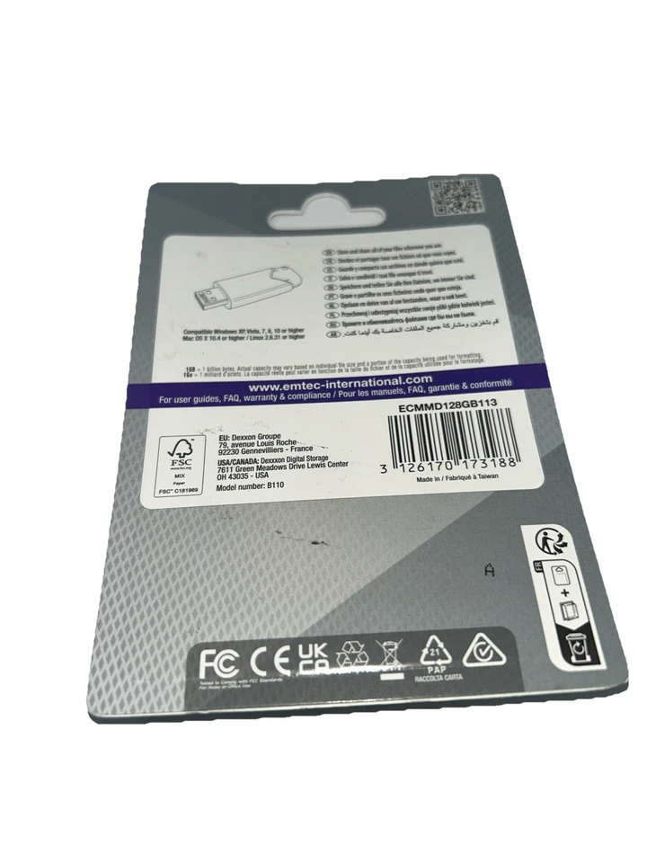 EMTEC 128GB USB 3.2 flash drive ECMMD128GB113 (compatible USB 2.0/USB3.1) B110 - Image 2 of 3