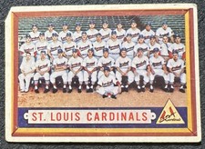 1957 TOPPS ST. LOUIS CARDINALS TEAM CARD (MUSIAL) #243 FR/GD CORNER MISSING