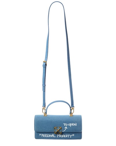Off-White™ Jitney Denim & Leather Shoulder Bag Women's Blue
