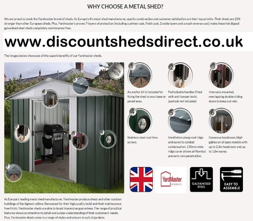 8488 Returned Yardmaster Apex Metal Garden Shed - Max External Size 6'8"x 3'11" - Picture 11 of 11