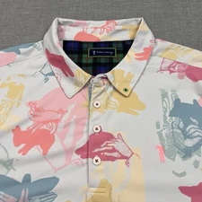 William Murray Polo Shirt Mens XL White Shadow Puppet Animals Performance
