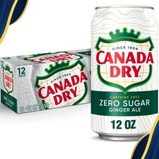 Canada Dry Zero Sugar Ginger Ale Soda, 12 fl oz cans, 12 pack - Free Shipping