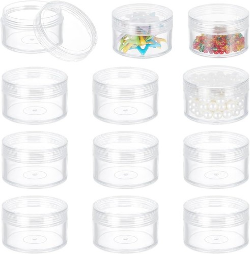 BENECREAT 12 Pack 50ml Empty Clear Plastic Bead Storage Container jar with - Picture 1 of 5