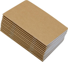 12 Pcs 5.5 Inch x 3.5 Inch Brown Cover Pocket Notebook 32 Sheets 64 Pages Blan