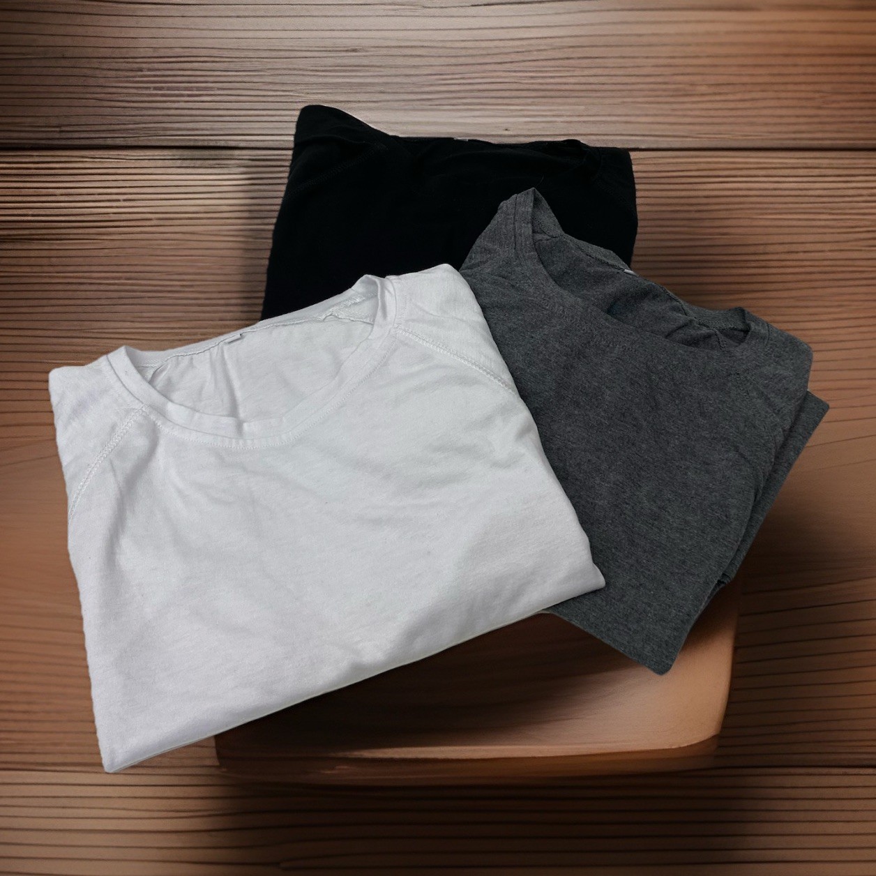 Lot Of 3 Womans L Large Solid White Gray Black Short Sleeve Crew Neck T Shirt