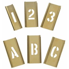 Manufacturer Varies Interlocking Stencil, Numb&Letters, Brass, 3W647 3W647