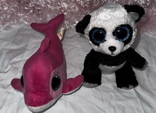Beanie Boo Lot 6  Surf Pink Dolphin Plush Bamboo Panda Stuffed Animal
