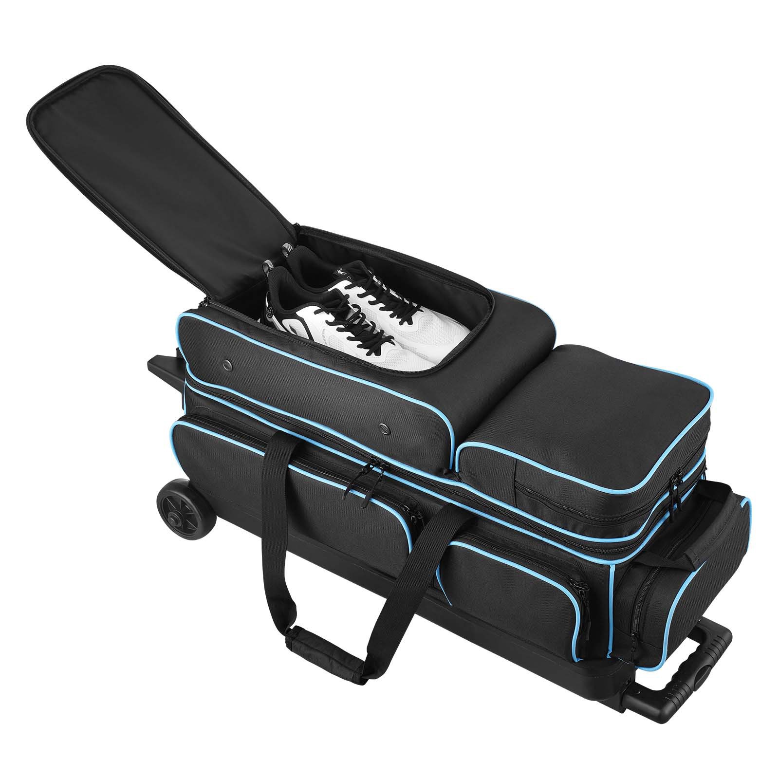 Uimoso 3 Ball Bowling Bag with Wheels Roller Bowling Bag with Shoe Compartment