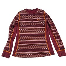 Kari Traa Nordic Fair Isle Long Sleeve Athletic Top Women's Medium Burgundy Pink
