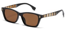 Women's Luxe Square Sunglasses Black Frame Brown Lens Tinted UV400 Plastic Bold