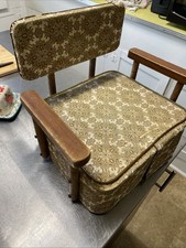 Vintage Retro 1970's Tan Yellow Child s Baby Vinyl wood Booster Seat Chair