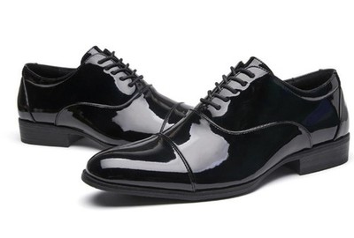 Fashion Mens Shiny Faux Leather Lace Up Oxfords Party Casual Wedding Dress Shoes