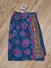 S.G. Sport Collection NWT Vintage 1980's Large Wrap Floral Skirt Made In USA