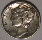 1938 P Mercury Dime 10C cents Coin Silver, XF+!
