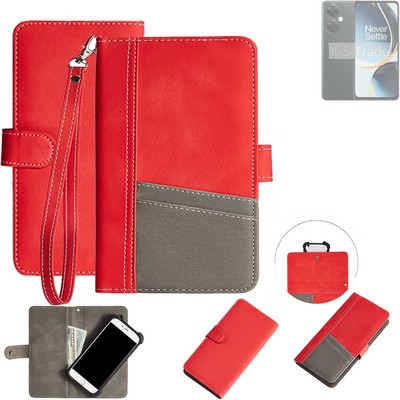 Schutzhülle für OnePlus Nord CE 3 Lite rot + grau Wallet Case Bookstyle Hülle