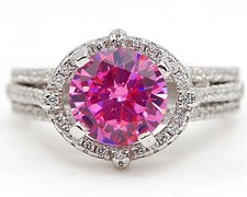 3CT Treated Pink Sapphire  Topaz 925 Sterling Silver Ring Jewelry Sz 7 UB1-7