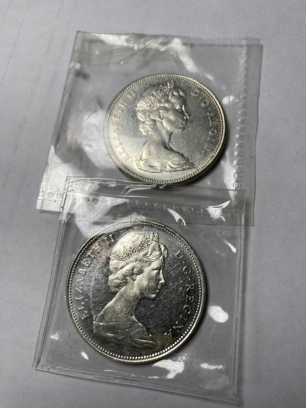 CANADA 2 SILVER coins 1966 and 1967