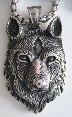HALSKETTE ANHÄNGER EDELSTAHL 3D  WOLF MOTIV  - Ref.103