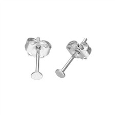 9ct White Gold 2mm Flat Circle Stud Earrings Plain Simple Comfortable