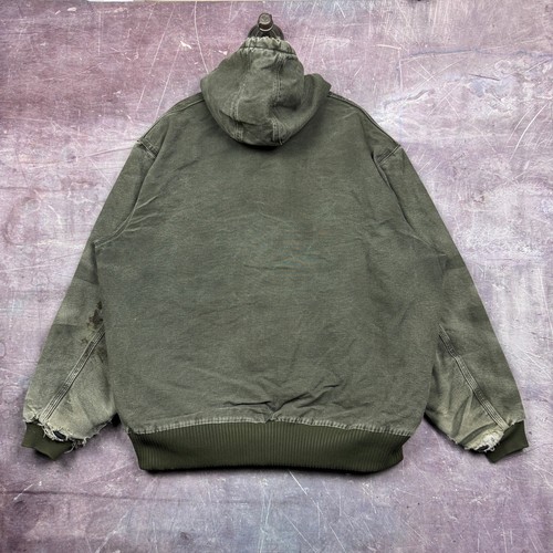 Vintage Carhartt Jacket Men's Olive Green XXL Hooded Active Work Jacket 90s 2401 - Picture 2 of 10