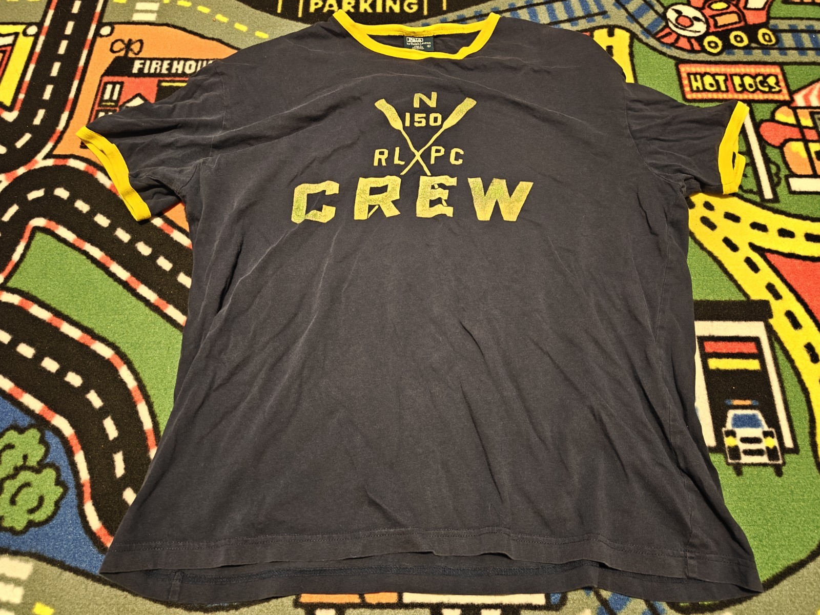 FILA T shirt grafica vintage anni 90 Polo Ralph Lauren RLPC canottaggio crew taglia large