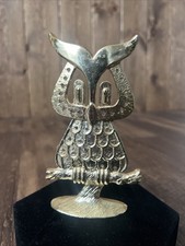 Owl Earring Holder Gold Tone Metal Jewelry Stand Vintage