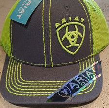 Ariat Youth Baseball Cap Gray Green Logo Adjustable Mesh 1598599