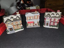 Set Of 3 Christmas Village Buildings Very Nice Details 1990s Vintage