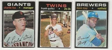 1971 TOPPS BASEBALL LOT OF 3 (VG-EX) #141 Quilici, #493 May, #517 Charlie Fox