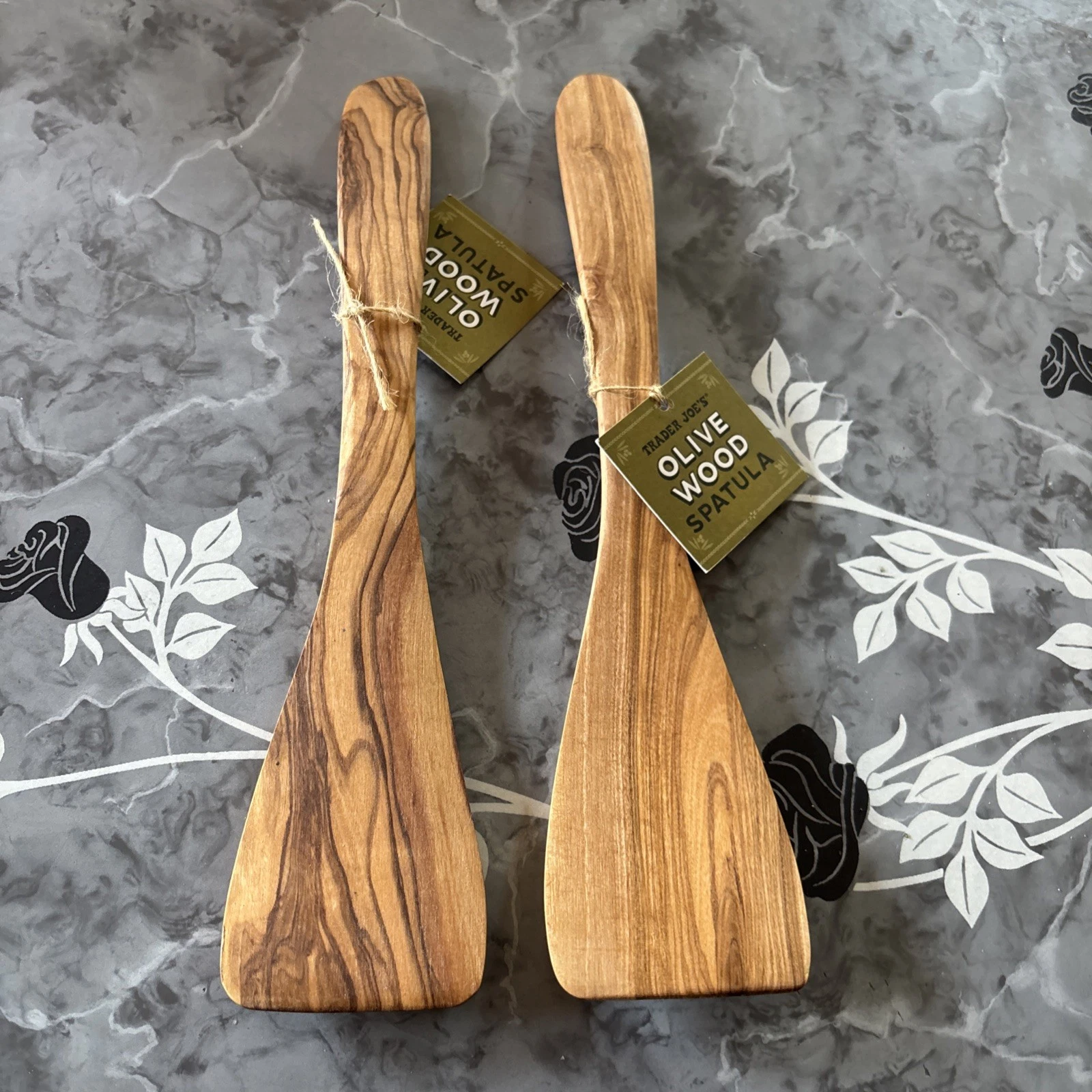 Lot 2 NEW NWT Trader Joes Olive Wood Spatula Utensil 12”